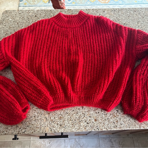 Simplee Red Knit Sweater - Picture 1 of 2